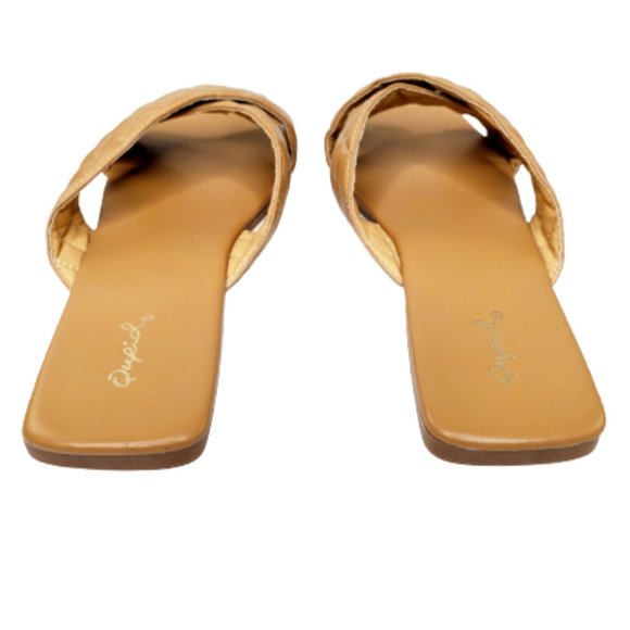 Qupid slip on square toe sandal,faux-leather strappy upper with quilted pattern. - Picture 4 of 5